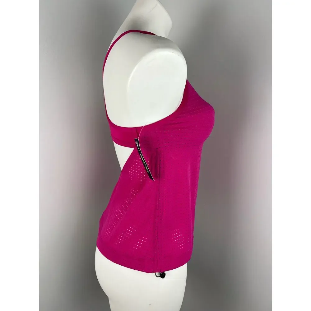 Nike Pink Stretch Mesh Sporty Essential Tankini Swimsuit Top Small